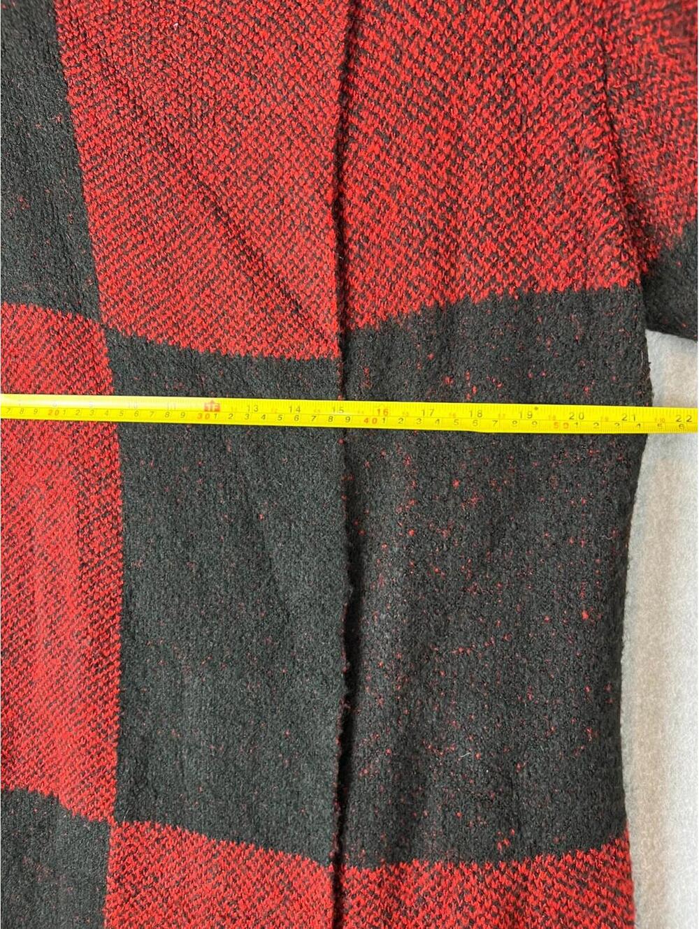 Checkered Trench Long Cardigan Knitted Sweater Womens M Classic Colorblock - Picture 12 of 12